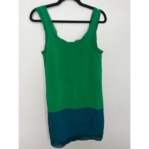 Thakoon‎ Sleeveless Colorblock Dress Women 4 Green Blue Chiffon Shift